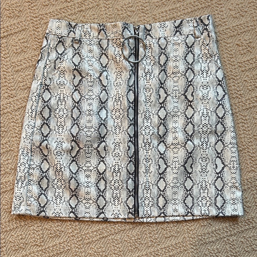 Blush Snake Print Mini Skirt - Black and White